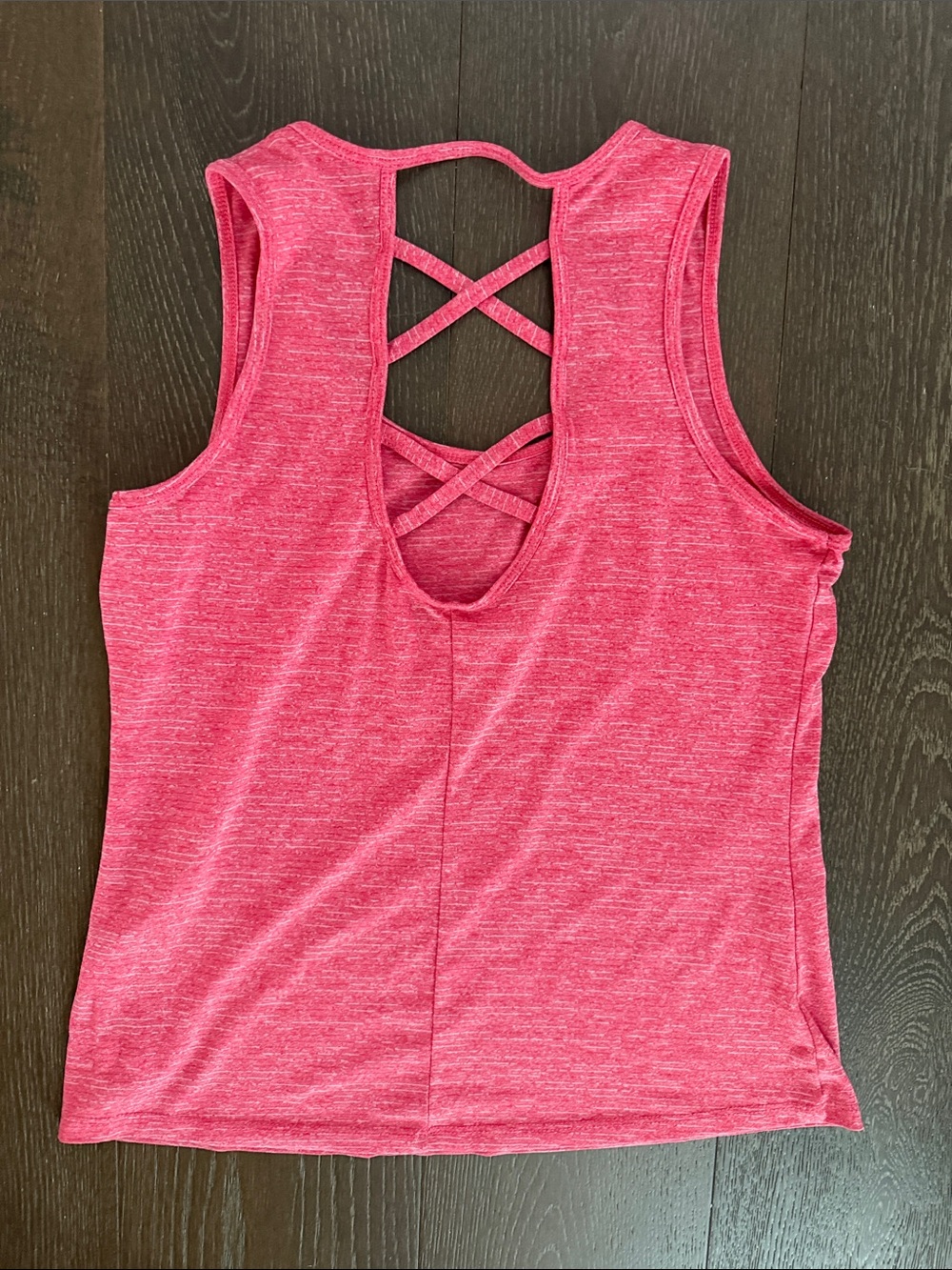 Marika Heathered Pink Crisscross Back Tank - Picture 2 of 5